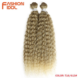 FASHION IDOL Kinky Curly Wave Hair 110G Heat Resistant Silver Grey Synthetic Hair 2Pcs/Lot 22 Inch Weave Hair Bundles Extensions