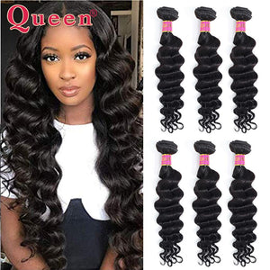 Queen Hair Loose Deep More Wave Brazilian Hair Weave Bundles Remy Human Hair Weaving Extensions Can Buy 3 Bundles With Closure