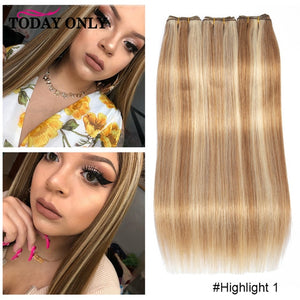 Straight Hair Bundles Brown Peruvian 1/3/4 Human Hair 30 inch Bundles Honey Blonde Highlight Hair Color Extensions 8-28 Remy