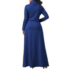 Load image into Gallery viewer, Plus Size 5XL Elegant Long Maxi Dress Autumn Winter Warm High Collar Women Long-sleeved Dress 2019 Woman Clothing With Pocket
