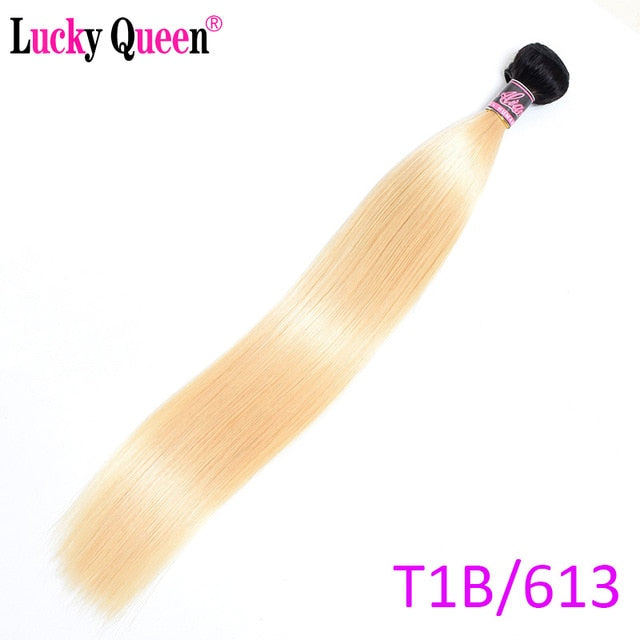 Lucky Queen Peruvian Straight Hair Bundles 30 inch Human Hair Bundles Remy Hair Extension 1B/Red/Blue/Grey/Orange/613 Blonde