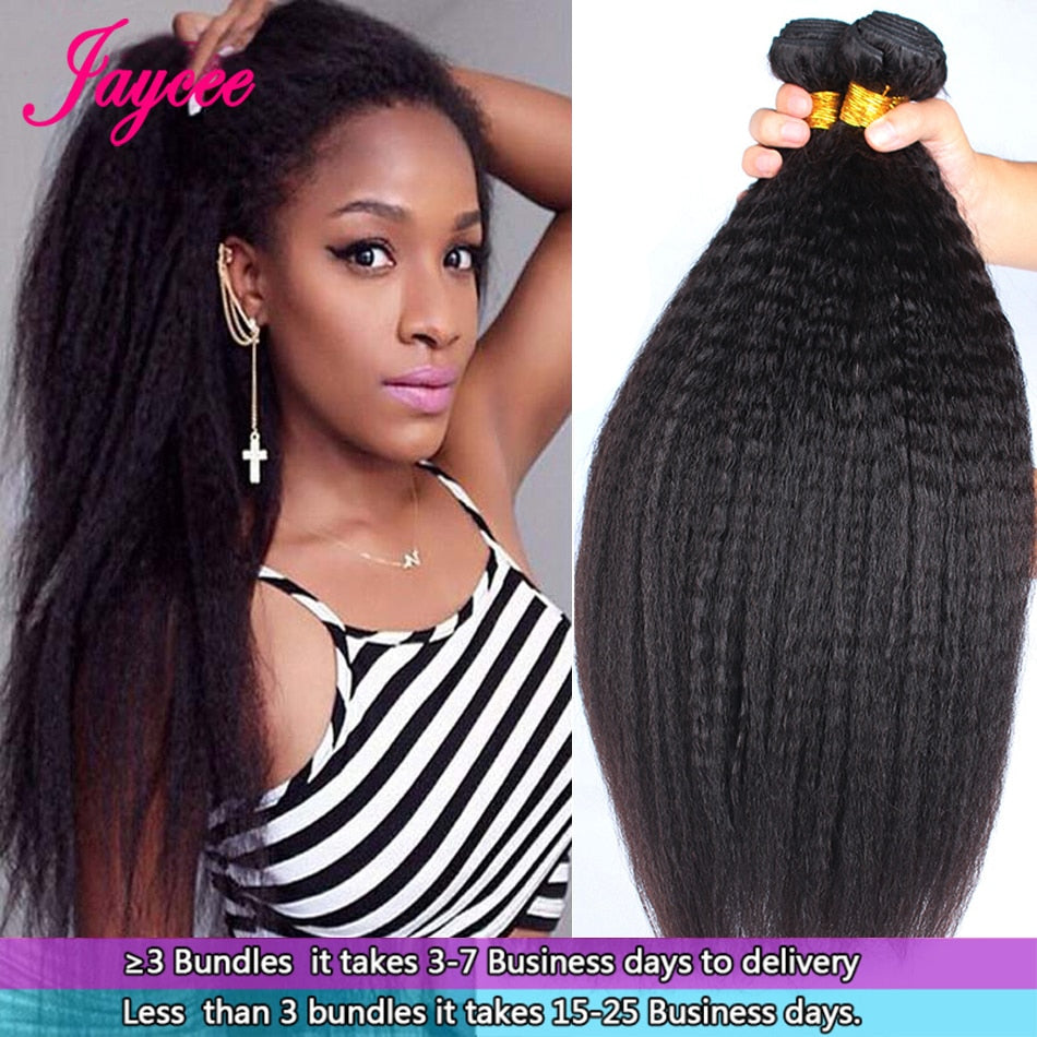 Jaycee Brazilian Yaki Straight Human Hair Weave Bundles Natural Color Double Machine Weft Hair Extensions Remy Hair Bundles
