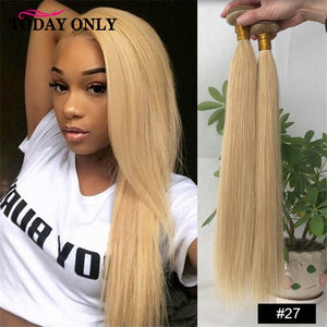 TODAY ONLY Malaysian Straight Hair Bundles 1/3/4 Bundles #1B/2/4/27/33/613 Remy Hair Extensions Human Hair Color Weave Bundles