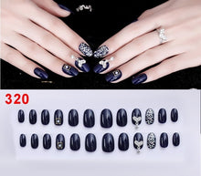 Load image into Gallery viewer, 24Pcs Fake Fingernails Full Cover Short Round Press on Nails Dripping Shape Heart Pendant Nail Tips Wearable Fake Nail with Glue

