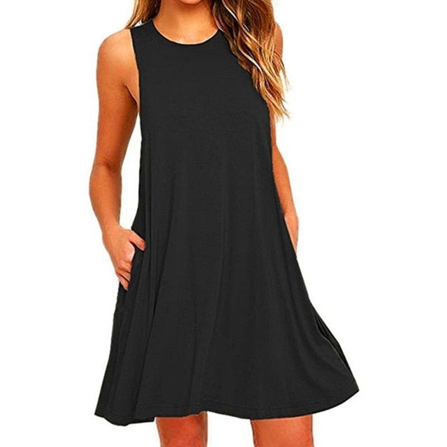 2020 Women's Summer Casual Swing T-Shirt Dresses Beach Cover up with Pockets Plus Size Loose T-shirt Dress