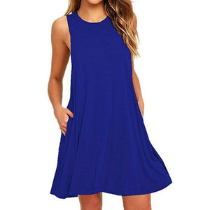 2020 Women's Summer Casual Swing T-Shirt Dresses Beach Cover up with Pockets Plus Size Loose T-shirt Dress