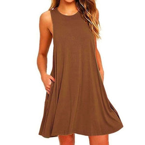 2020 Women's Summer Casual Swing T-Shirt Dresses Beach Cover up with Pockets Plus Size Loose T-shirt Dress