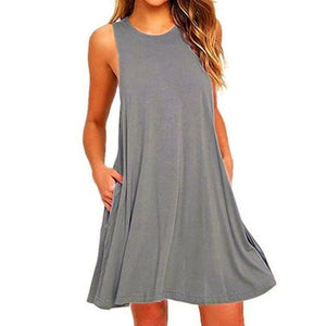 2020 Women's Summer Casual Swing T-Shirt Dresses Beach Cover up with Pockets Plus Size Loose T-shirt Dress