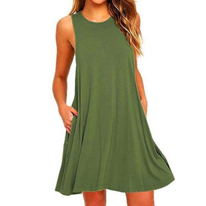 2020 Women's Summer Casual Swing T-Shirt Dresses Beach Cover up with Pockets Plus Size Loose T-shirt Dress