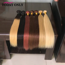 Load image into Gallery viewer, TODAY ONLY Malaysian Straight Hair Bundles 1/3/4 Bundles #1B/2/4/27/33/613 Remy Hair Extensions Human Hair Color Weave Bundles
