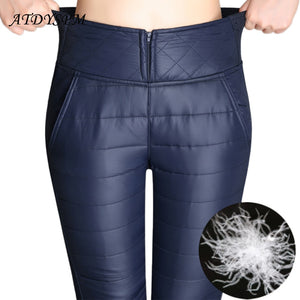 Plus Size 6XL Women Winter Pants High Waist Velvet Thick Warm Down Pants Trousers Women Fashion OutWear Pencil Pants Leggings