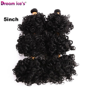 Dream Ice's Bouncy Curly Synthetic Weave 6 Pcs/lot Natural Short Hair Welf Bundles Black Hair Weaving 6 Inch