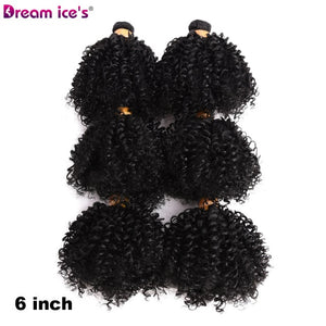 Dream Ice's Bouncy Curly Synthetic Weave 6 Pcs/lot Natural Short Hair Welf Bundles Black Hair Weaving 6 Inch