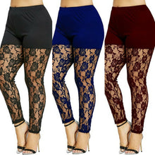 Load image into Gallery viewer, New Women Casual Skinny Pants Leggings Fashion Patchwork Print Mesh Elastic Waist Full Pencil Leggings Plus Size US

