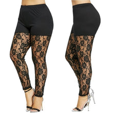 Load image into Gallery viewer, New Women Casual Skinny Pants Leggings Fashion Patchwork Print Mesh Elastic Waist Full Pencil Leggings Plus Size US
