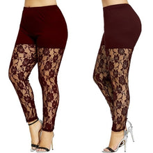 Load image into Gallery viewer, New Women Casual Skinny Pants Leggings Fashion Patchwork Print Mesh Elastic Waist Full Pencil Leggings Plus Size US
