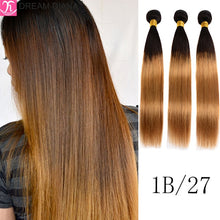 Load image into Gallery viewer, DreamDiana Ombre Peruvian Straight Hair Bundles 1B/4/30 27 99J 2/3 Tone Pre Colored Remy Weaving Ombre Human Hair Extension M
