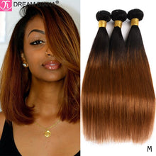 Load image into Gallery viewer, DreamDiana Ombre Peruvian Straight Hair Bundles 1B/4/30 27 99J 2/3 Tone Pre Colored Remy Weaving Ombre Human Hair Extension M

