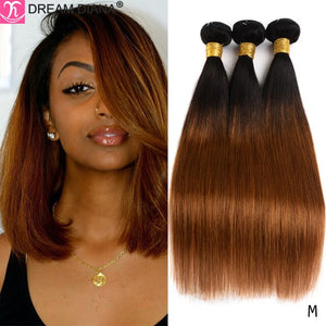 DreamDiana Ombre Peruvian Straight Hair Bundles 1B/4/30 27 99J 2/3 Tone Pre Colored Remy Weaving Ombre Human Hair Extension M