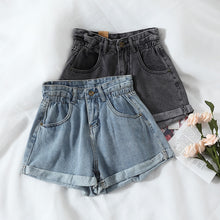 Load image into Gallery viewer, New 2020 Summer High Waist Denim Shorts Women Casual Loose Ladies Fashion Plus Size Elastic Waist Wide Leg Short Jeans Female
