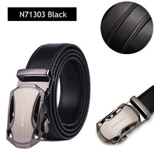 Load image into Gallery viewer, BISON DENIM Men&#39;s Belt Cow Leather Belts Brand Fashion Automatic Buckle Black Genuine Leather Belts for Men 3.4cm Width N71314
