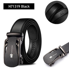 Load image into Gallery viewer, BISON DENIM Men&#39;s Belt Cow Leather Belts Brand Fashion Automatic Buckle Black Genuine Leather Belts for Men 3.4cm Width N71314
