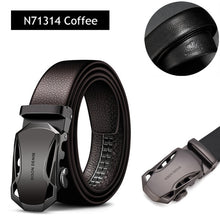 Load image into Gallery viewer, BISON DENIM Men&#39;s Belt Cow Leather Belts Brand Fashion Automatic Buckle Black Genuine Leather Belts for Men 3.4cm Width N71314
