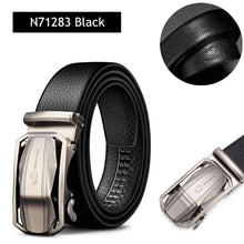 Load image into Gallery viewer, BISON DENIM Men&#39;s Belt Cow Leather Belts Brand Fashion Automatic Buckle Black Genuine Leather Belts for Men 3.4cm Width N71314
