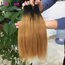 Load image into Gallery viewer, Brazilian Straight Hair Weave Bundles Non-Remy 30 Inch Human Hair Extensions color 1B/2/4/27/99J/Burgundy Ombre Bundles
