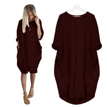 Load image into Gallery viewer, Women Casual Loose Dress with Pocket Ladies Fashion O Neck Long Tops Female T Shirt Dress Streetwear Plus Size 5XL vestidos
