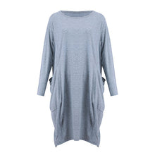 Load image into Gallery viewer, Women Casual Loose Dress with Pocket Ladies Fashion O Neck Long Tops Female T Shirt Dress Streetwear Plus Size 5XL vestidos
