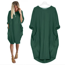 Load image into Gallery viewer, Women Casual Loose Dress with Pocket Ladies Fashion O Neck Long Tops Female T Shirt Dress Streetwear Plus Size 5XL vestidos

