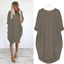 Load image into Gallery viewer, Women Casual Loose Dress with Pocket Ladies Fashion O Neck Long Tops Female T Shirt Dress Streetwear Plus Size 5XL vestidos
