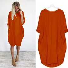 Load image into Gallery viewer, Women Casual Loose Dress with Pocket Ladies Fashion O Neck Long Tops Female T Shirt Dress Streetwear Plus Size 5XL vestidos

