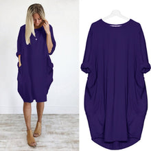 Load image into Gallery viewer, Women Casual Loose Dress with Pocket Ladies Fashion O Neck Long Tops Female T Shirt Dress Streetwear Plus Size 5XL vestidos
