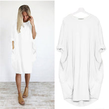 Load image into Gallery viewer, Women Casual Loose Dress with Pocket Ladies Fashion O Neck Long Tops Female T Shirt Dress Streetwear Plus Size 5XL vestidos
