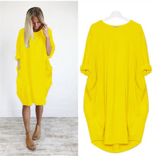 Load image into Gallery viewer, Women Casual Loose Dress with Pocket Ladies Fashion O Neck Long Tops Female T Shirt Dress Streetwear Plus Size 5XL vestidos
