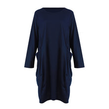 Load image into Gallery viewer, Women Casual Loose Dress with Pocket Ladies Fashion O Neck Long Tops Female T Shirt Dress Streetwear Plus Size 5XL vestidos
