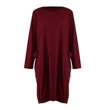 Load image into Gallery viewer, Women Casual Loose Dress with Pocket Ladies Fashion O Neck Long Tops Female T Shirt Dress Streetwear Plus Size 5XL vestidos
