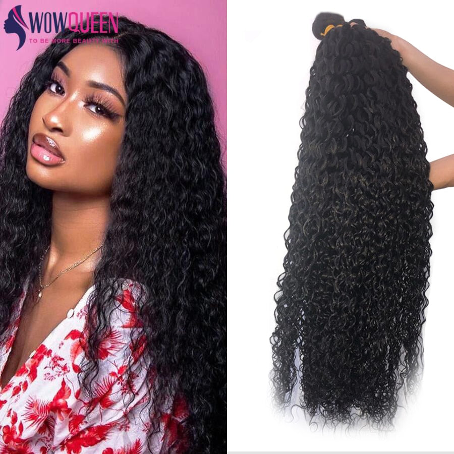Water Wave Bundles Brazilian Hair 30 32 34 36 Inchs Human Hair Bundles WowQueen 30 Inch Bundles Hair No Tangle Curly Human Hair