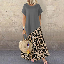 Load image into Gallery viewer, Elegant Women&#39;s Printed Sundress ZANZEA 2020 Summer Leopard Maxi Dress Short Sleeve Patchwork Vestidos Plus Size Casual Robe 5XL
