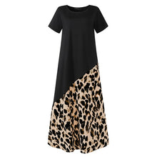 Load image into Gallery viewer, Elegant Women&#39;s Printed Sundress ZANZEA 2020 Summer Leopard Maxi Dress Short Sleeve Patchwork Vestidos Plus Size Casual Robe 5XL
