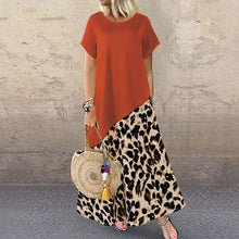 Load image into Gallery viewer, Elegant Women&#39;s Printed Sundress ZANZEA 2020 Summer Leopard Maxi Dress Short Sleeve Patchwork Vestidos Plus Size Casual Robe 5XL
