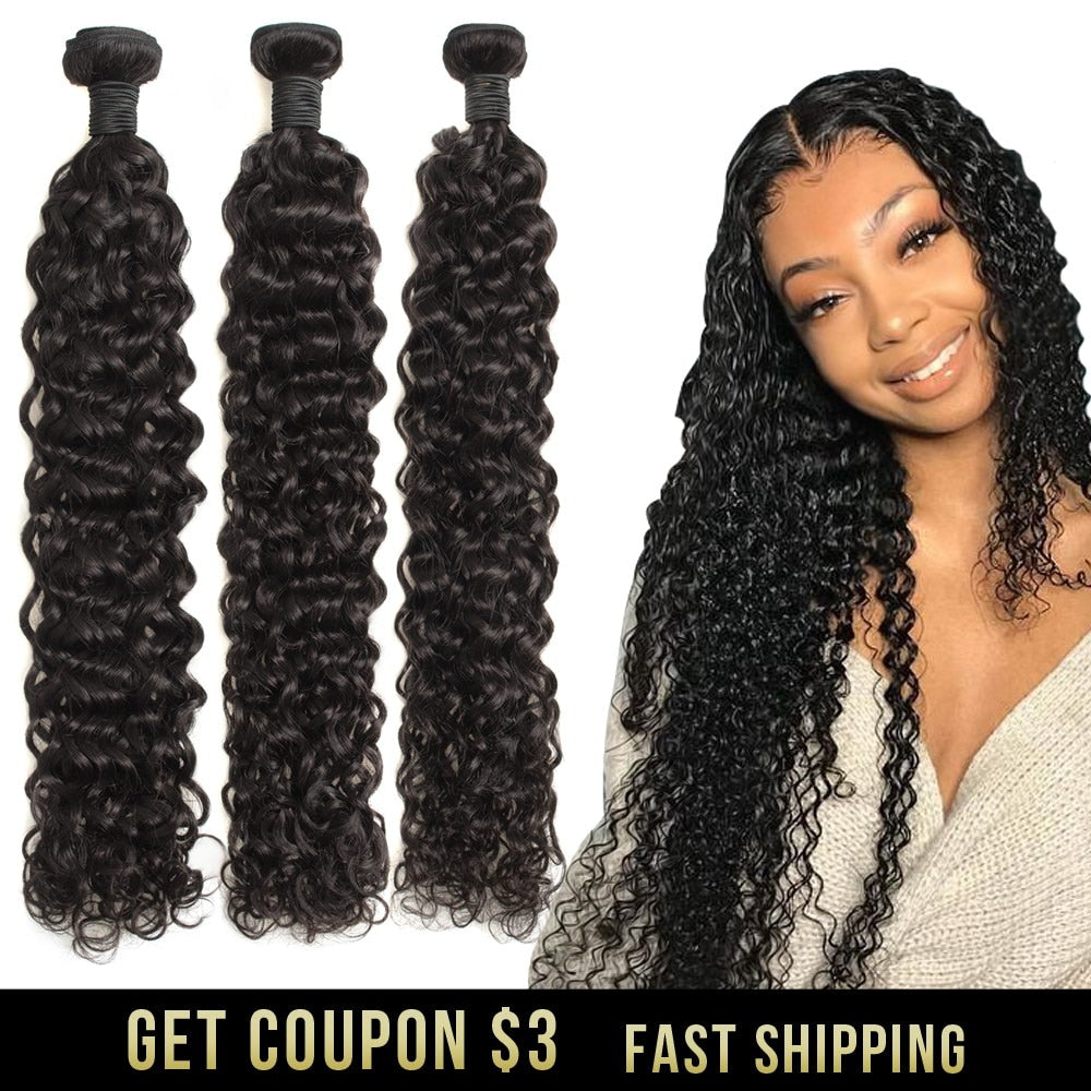 water wave human hair bundles curly deep brazilian hair weave bundles long hair extension 30 inch 1 3 4 bundles remy extensions