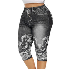 Load image into Gallery viewer, Printed False Denim Yoga Pant 3\4 Women Jeans Leggings High Waist Breeches Capri Pants Super Elastic Jeggings Plus Size 5XL
