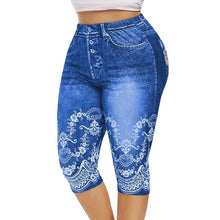Load image into Gallery viewer, Printed False Denim Yoga Pant 3\4 Women Jeans Leggings High Waist Breeches Capri Pants Super Elastic Jeggings Plus Size 5XL
