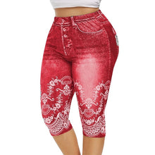 Load image into Gallery viewer, Printed False Denim Yoga Pant 3\4 Women Jeans Leggings High Waist Breeches Capri Pants Super Elastic Jeggings Plus Size 5XL
