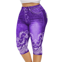 Load image into Gallery viewer, Printed False Denim Yoga Pant 3\4 Women Jeans Leggings High Waist Breeches Capri Pants Super Elastic Jeggings Plus Size 5XL
