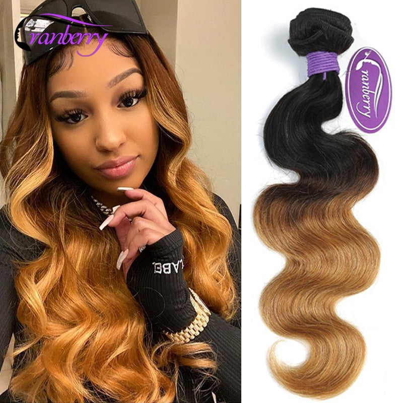 Cranberry Hair Ombre Body Wave Bundles 3 Tone Brazilian Hair Weave Bundles 100% Ombre Human Hair Bundles Non Remy Hair Extension
