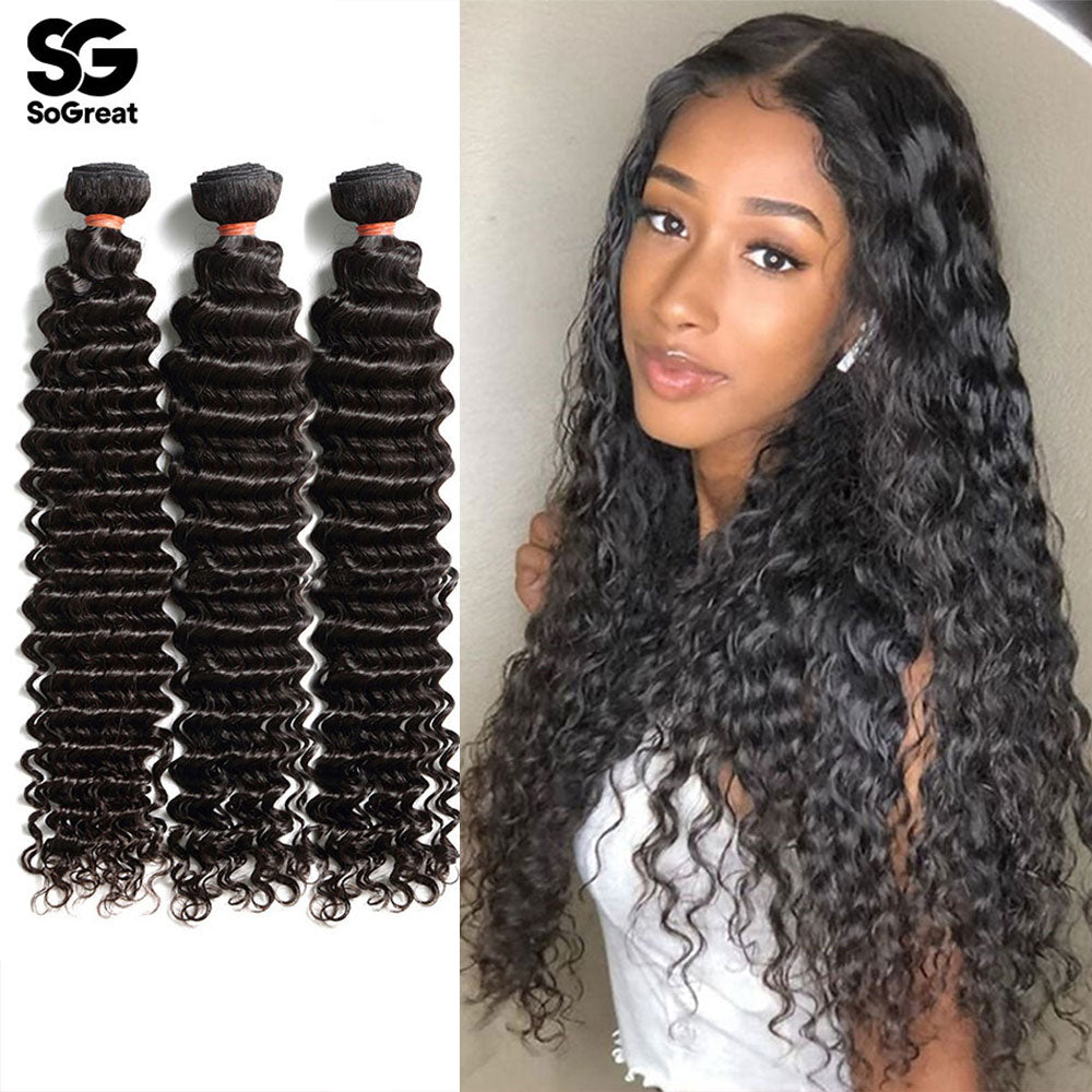 Deep Wave Bundles Curly Human Hair Extensions Curly Deep Water Wave 30 Inch Bundles 3 4 Pcs Virgin Hair Weave Human Hair Bundles